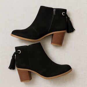 NEW Dr. Scholl's Women's Lewis Block Heel Ankle Boots Faux Suede Black Booties 6